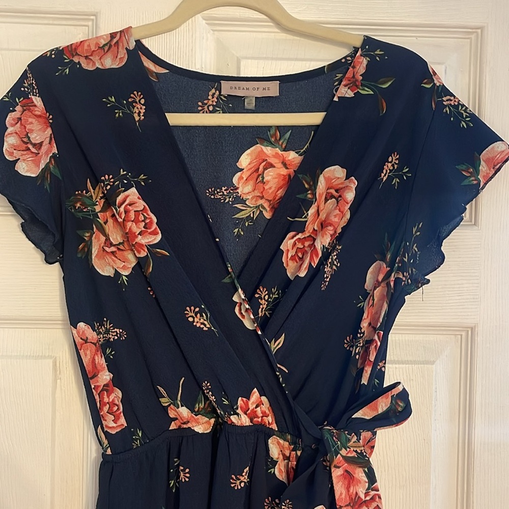 Floral High Low Mock Tie Dress